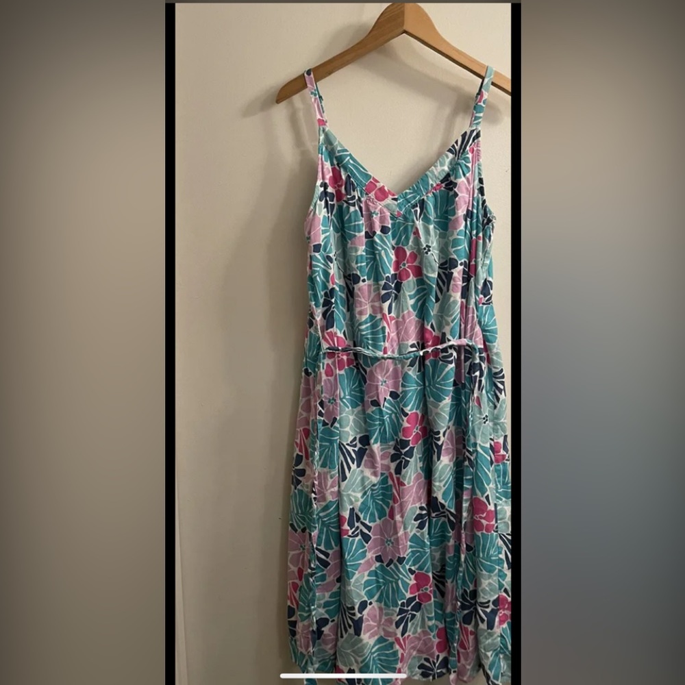 GAP Dress Women’s Medium M Green Sleeveless String Wasitband Excellent
